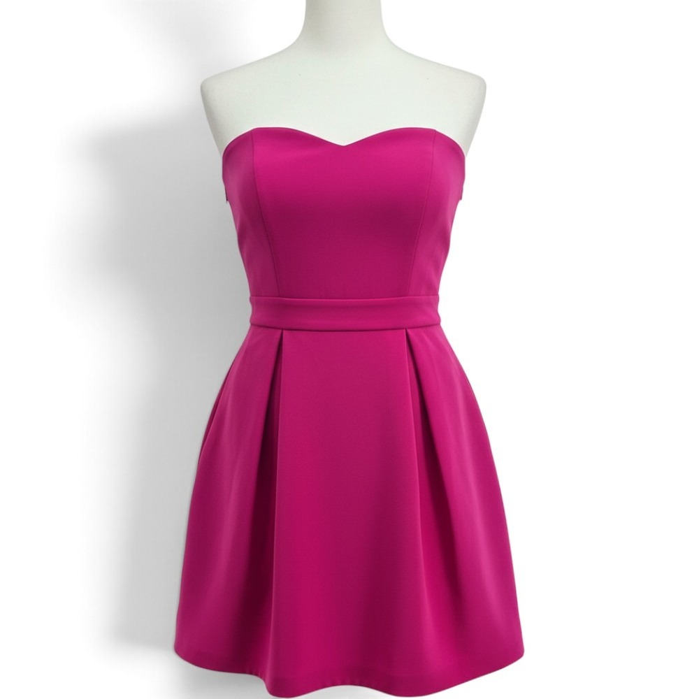 Amanda Uprichard Dress Womens M Strapless Mini Hot Pink Fit & Flare EUC